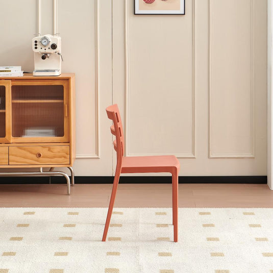 Set de 4 Sillas New York, Terracota, con Espaldar en Líneas y Diseño Minimalista