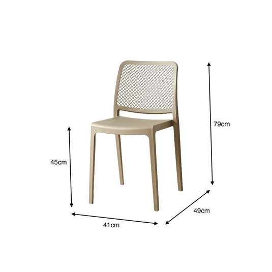 Set de 4 Sillas Manhattan, Taupe, con Espaldar en Rejilla y Diseño Minimalista