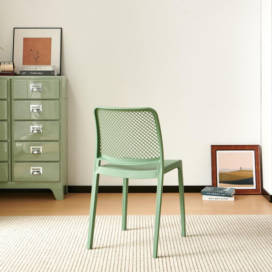 Set de 2 Sillas Manhattan, Verde, con Espaldar en Rejilla y Diseño Minimalista