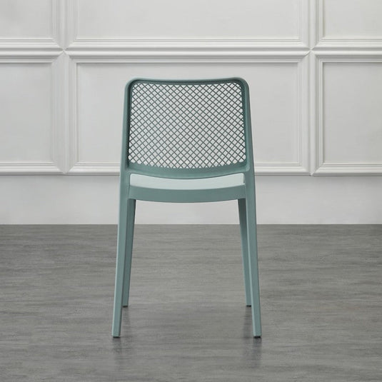 Set de 2 Sillas Manhattan, Azul Claro, con Espaldar en Rejilla y Diseño Minimalista