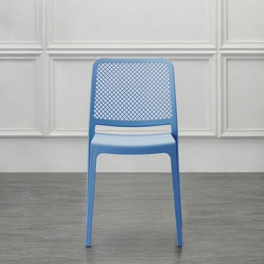 Silla Manhattan, Azul Oceano, con Espaldar en Rejilla y Diseño Minimalista