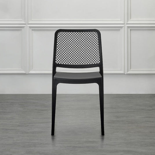 Set de 2 Sillas Manhattan, Negra, con Espaldar en Rejilla y Diseño Minimalista