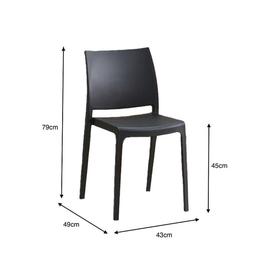 Set de 4 Sillas Soho, Negro, con Espaldar Cerrado y Diseño Minimalista