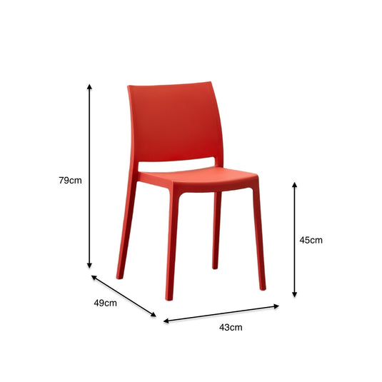 Set de 2 Sillas Soho, Roja, con Espaldar Cerrado y Diseño Minimalista