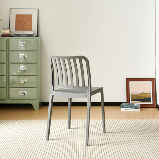 Set de 4 Sillas Brooklyn, Gris Oscuro, con Espaldar en Rayas y Diseño Minimalista