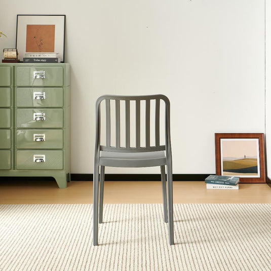 Set de 2 Sillas Brooklyn, Gris Oscuro, con Espaldar en Rayas y Diseño Minimalista