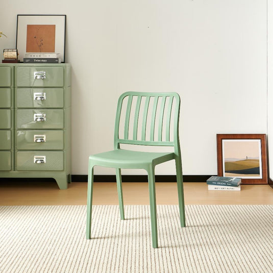 Set de 4 Sillas Brooklyn, Verde, con Espaldar en Rayas y Diseño Minimalista