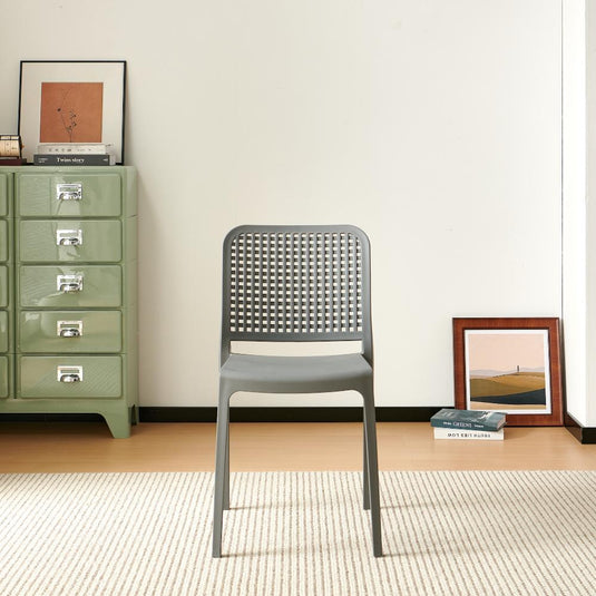 Set de 2 Sillas Bronx , Gris Oscuro, con Espaldar en Cuadrados y Diseño Minimalista