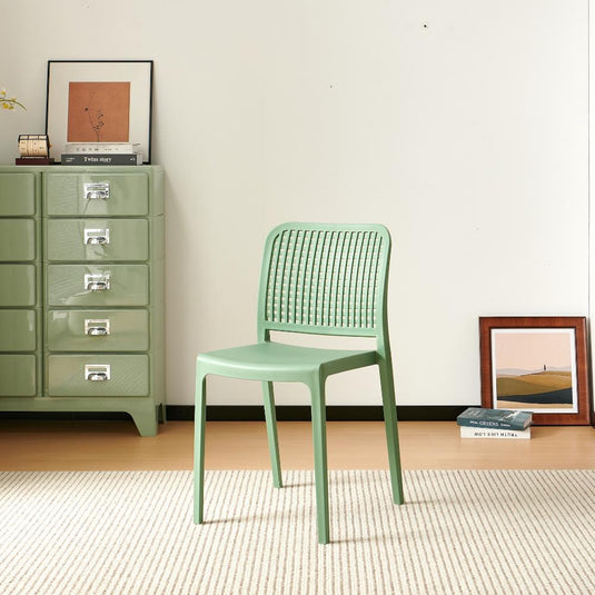 Set de 4 Sillas Bronx, Verde, con Espaldar en Cuadrados y Diseño Minimalista