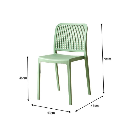 Set de 4 Sillas Bronx, Verde, con Espaldar en Cuadrados y Diseño Minimalista