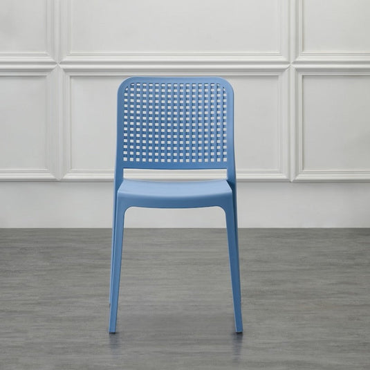 Set de 2 Sillas Bronx, Azul Oceano, con Espaldar en Cuadrados y Diseño Minimalista