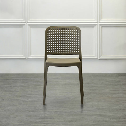 Set de 4 Sillas Bronx , Taupe, con Espaldar en Cuadrados y Diseño Minimalista