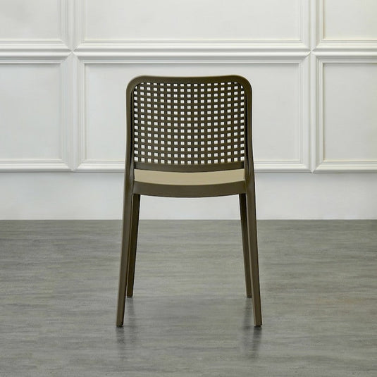 Set de 2 Sillas Bronx , Taupe, con Espaldar en Cuadrados y Diseño Minimalista