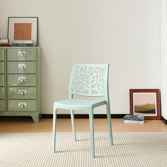 Set de 2 Sillas Harlem, Azul Claro, con Espaldar en Forma de Árbol y Diseño Minimalista