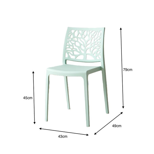 Set de 4 Sillas Harlem, Azul Claro, con Espaldar en Forma de Árbol y Diseño Minimalista