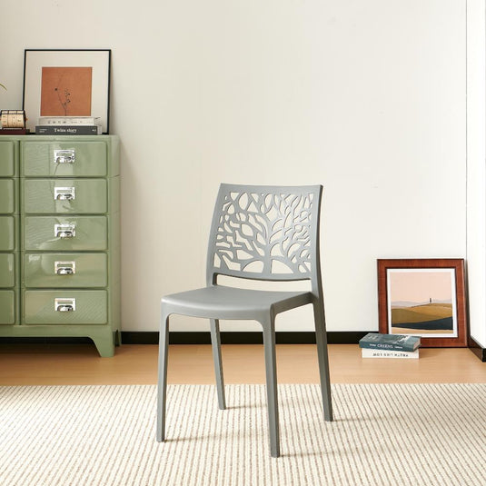 Set de 4 Sillas Harlem, Gris Oscuro, con Espaldar en Forma de Árbol y Diseño Minimalista