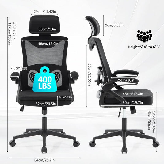 Silla De oficina Fizzin Negro Ergonómica De 400 Libras