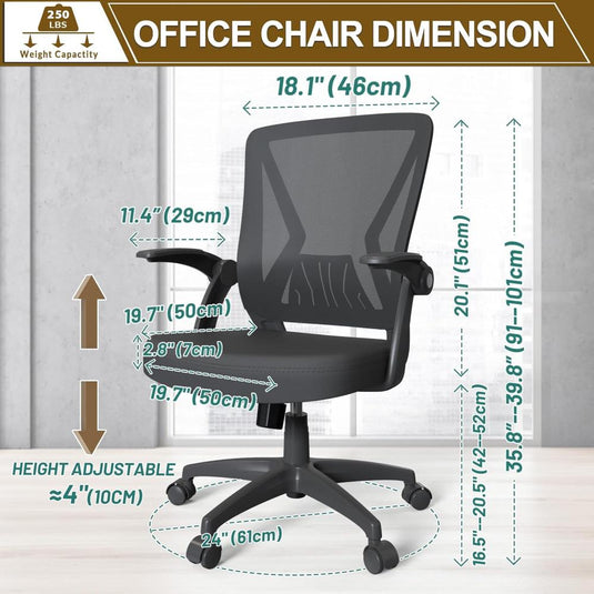 Silla De Escritorio Moderna Giratoria De Malla, KIZECK, Negro