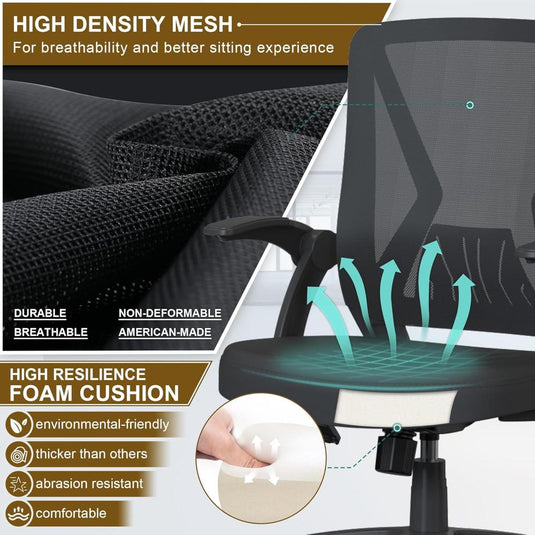 Silla De Escritorio Moderna Giratoria De Malla, KIZECK, Negro