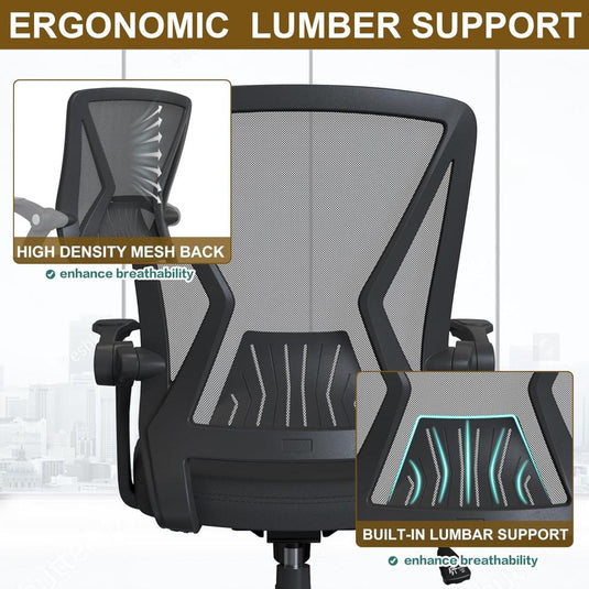 Silla De Escritorio Moderna Giratoria De Malla, KIZECK, Negro