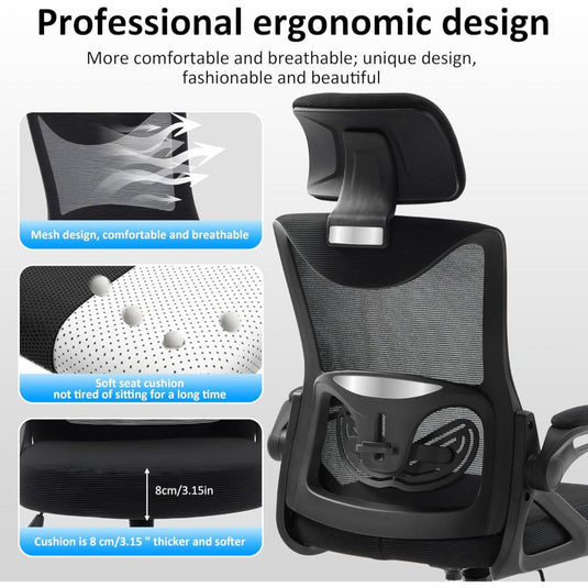 Silla De oficina Fizzin Negro Ergonómica De 400 Libras