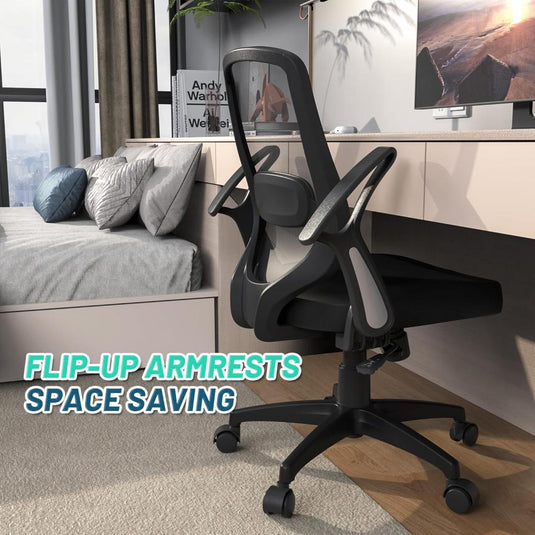 Cómoda Silla De Escritorio Ergonómica, Ajustable En Altura Con Ruedas Flexibles, KIZECK, Negro