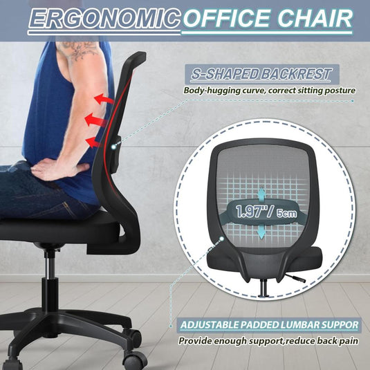 Silla De Oficina Ergonómica De Malla Sin Brazos, KIZECK, Negra