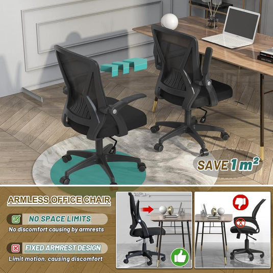 Silla De Escritorio Moderna Giratoria De Malla, KIZECK, Negro