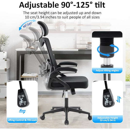 Silla De oficina Fizzin Negro Ergonómica De 400 Libras