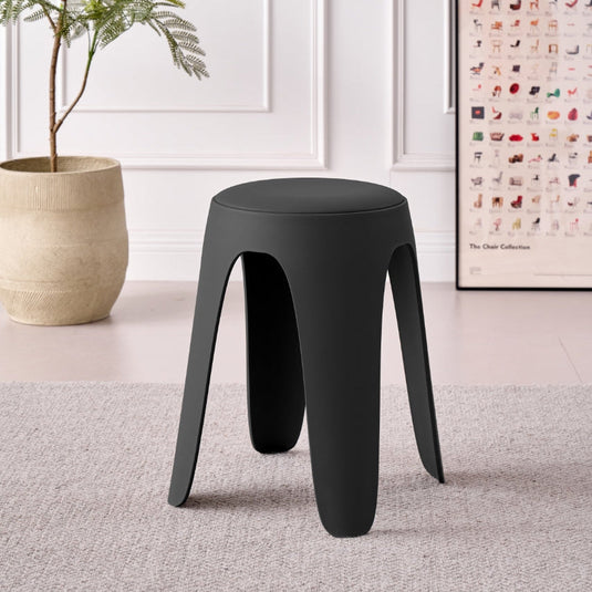 Set de 4 Butacos con Cojín Else, Color Negro, Diseño Moderno Incluye Cojín