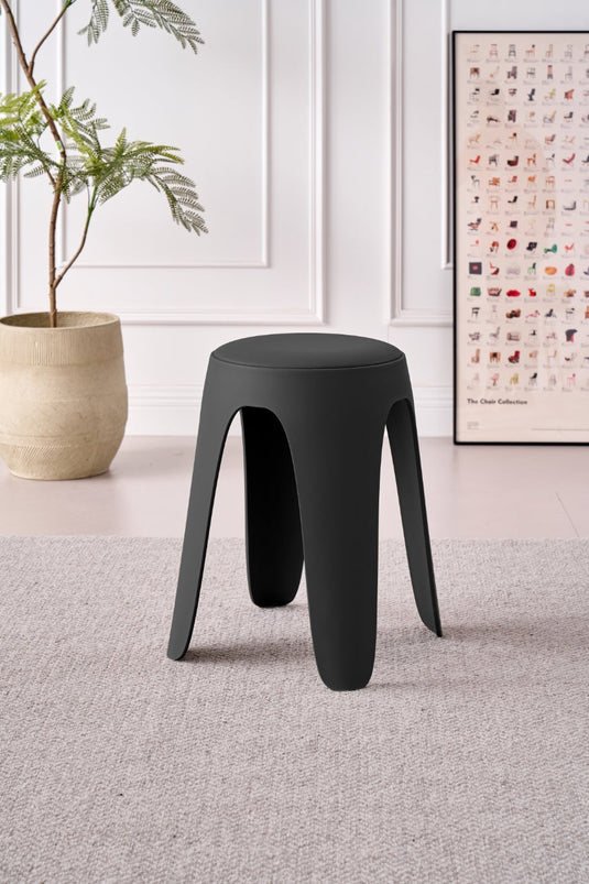 Set de 4 Butacos con Cojín Else, Color Negro, Diseño Moderno Incluye Cojín