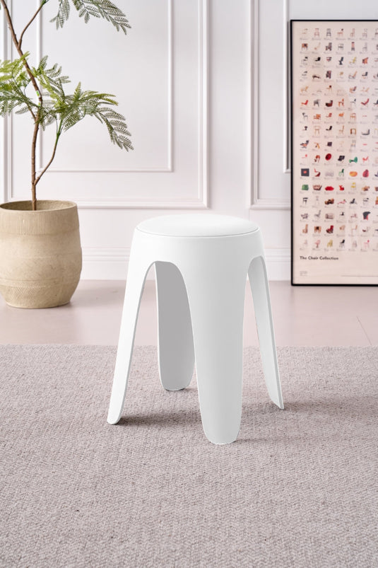 Butaco Con Cojin Else, Color Blanco, Diseño Moderno incluye cojín X4