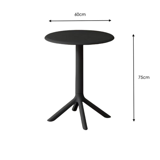 Mesa Redonda 60Cm, Color Negro, Diseño Minimalista