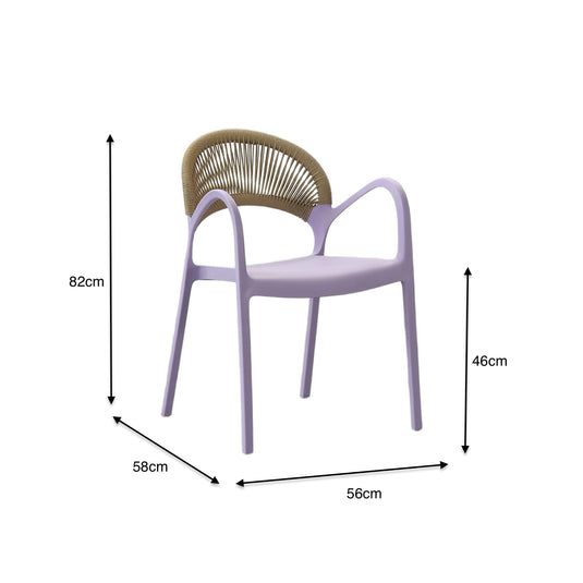 Set de 2 Sillas Daytona, Lila, con Espaldar, Reposa Brazos y Diseño Minimalista