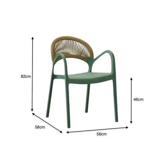 Silla Daytona, Verde, con Espaldar, Reposa Brazos y Diseño Minimalista