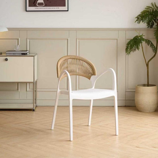 Combo Brisa, Incluye una Mesa y 4 Sillas Color Blanco y Café Claro