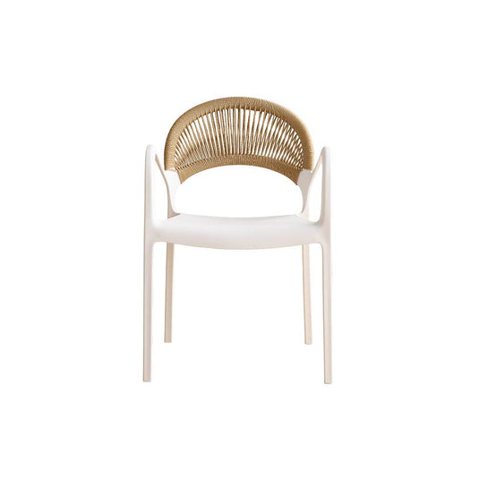 Set de 2 Sillas Daytona, Blanco y Café Claro, con Espaldar, Reposa Brazos y Diseño Minimalista