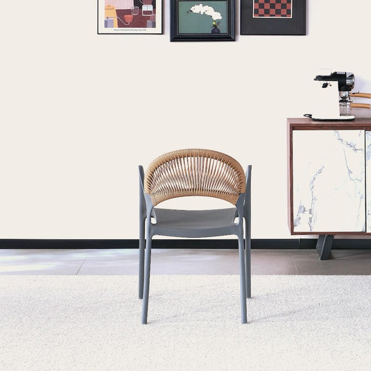 Set de 2 Sillas Daytona, Gris Oscuro y Café Claro, con Espaldar, Reposa Brazos y Diseño Minimalista