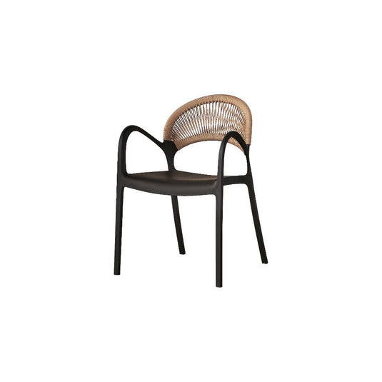 Set de 2 Sillas Daytona, Negro y Café Claro, con Espaldar, Reposa Brazos y Diseño Minimalista