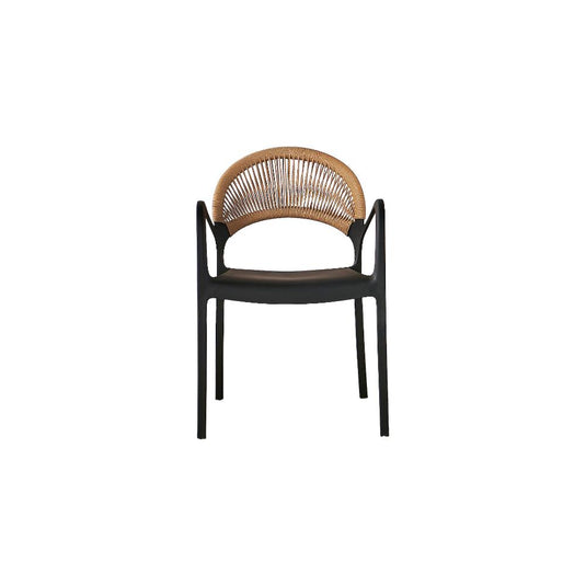 Set de 2 Sillas Daytona, Negro y Café Claro, con Espaldar, Reposa Brazos y Diseño Minimalista