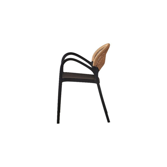 Set de 2 Sillas Daytona, Negro y Café Claro, con Espaldar, Reposa Brazos y Diseño Minimalista
