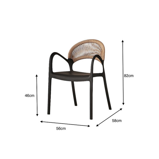 Set de 2 Sillas Daytona, Negro y Café Claro, con Espaldar, Reposa Brazos y Diseño Minimalista