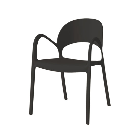Set de 2 Sillas Bremen, Negra, con Espaldar, Reposa Brazos y Diseño Minimalista