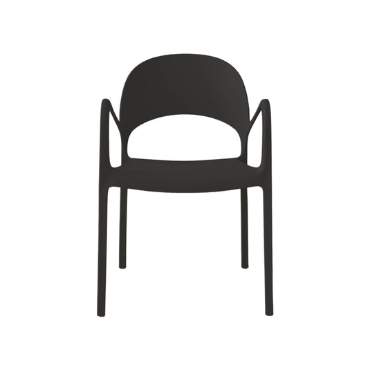 Set de 2 Sillas Bremen, Negra, con Espaldar, Reposa Brazos y Diseño Minimalista