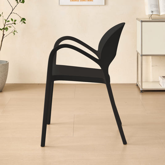 Set de 2 Sillas Bremen, Negra, con Espaldar, Reposa Brazos y Diseño Minimalista