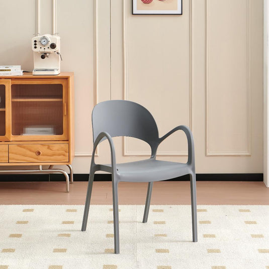 Set de 2 Sillas Bremen, Gris Oscuro, con Espaldar, Reposa Brazos y Diseño Minimalista
