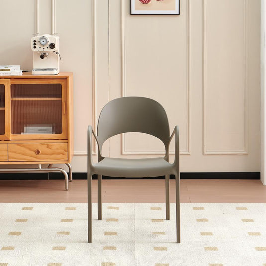 Set de 4 Sillas Bremen, Taupe, con Espaldar, Reposa Brazos y Diseño Minimalista