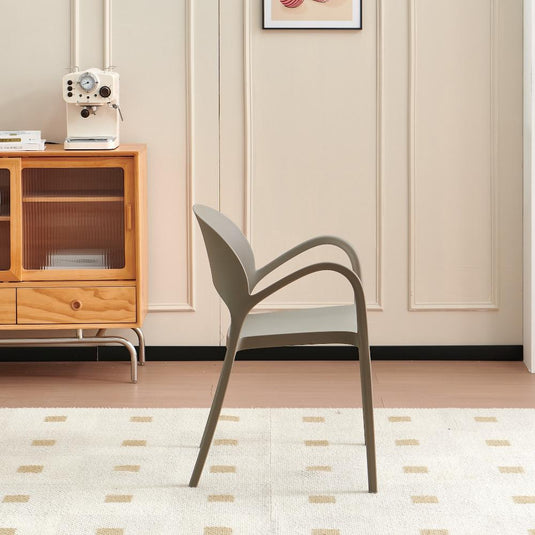 Set de 4 Sillas Bremen, Taupe, con Espaldar, Reposa Brazos y Diseño Minimalista