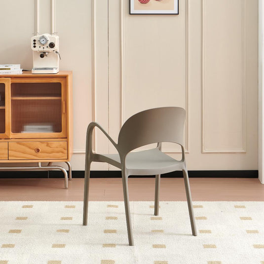 Set de 4 Sillas Bremen, Taupe, con Espaldar, Reposa Brazos y Diseño Minimalista