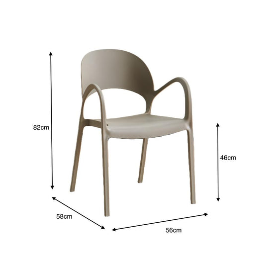 Set de 2 Sillas Bremen, Taupe, con Espaldar, Reposa Brazos y Diseño Minimalista